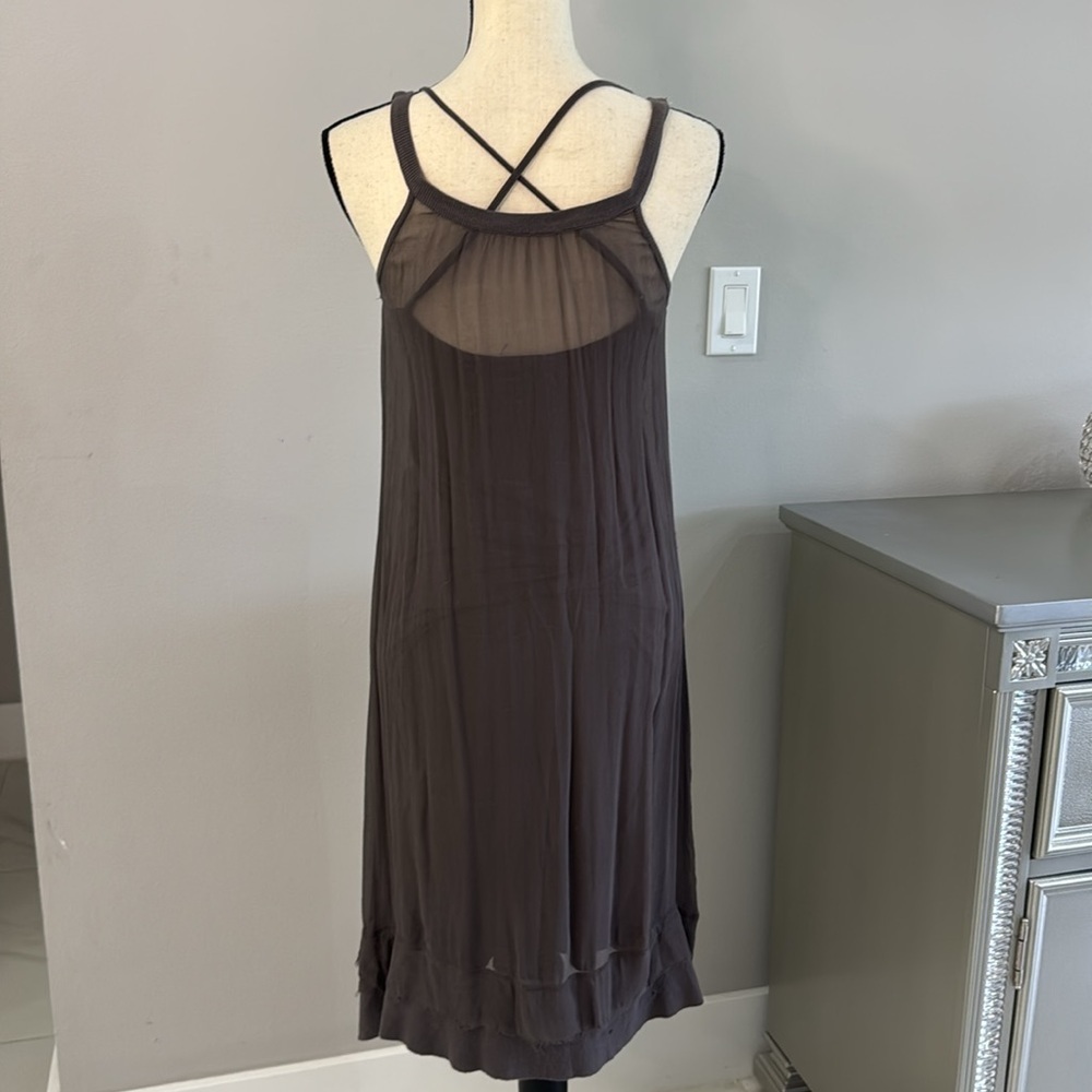 Sweetees Grey Silk Slip Sleeveless Midi Dress.  Sz M - Picture 2 of 11